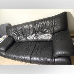 Natuzzi Black Leather Couch Sofa