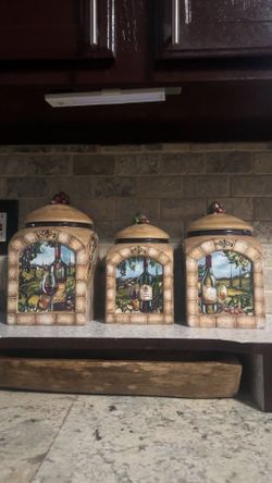 Three-piece kitchen counter  high-quality ceramic jars