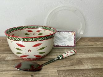 Temp-tations by Tara Old World Red/ Green Springfetti Salad Bowl & Salad Server