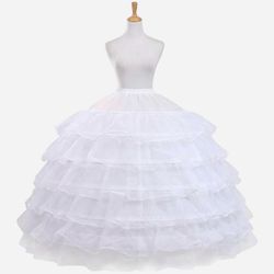 NEW White 6-Hoop Petticoat Crinoline Skirt