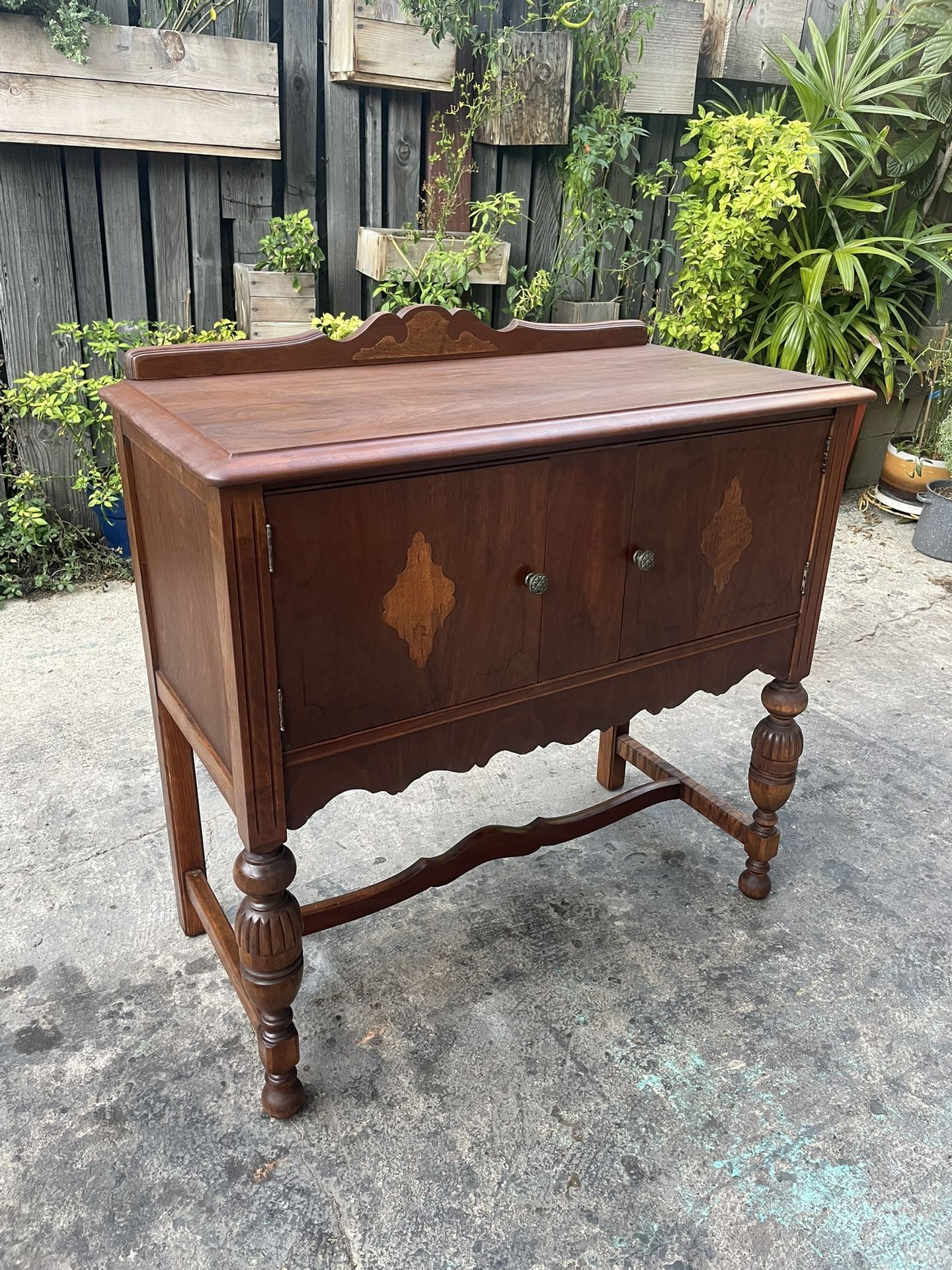 Vintage Antique Jacobean Walnut Petite Sideboard / Buffet