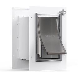 Baboni Pet Door for Wall, Steel Frame and Telescoping Tunnel, Aluminum Lock, Double Flap Dog Door and Cat Door, Strong and Durable (Pets Up to 12 Lb) 