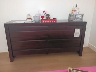 Dark Wood 6-Drawer Double Dresser