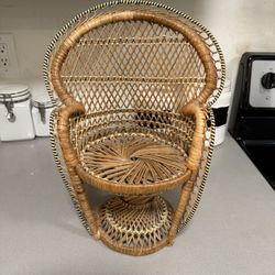 Vintage Doll Or Plant Stand Peacock Chair 