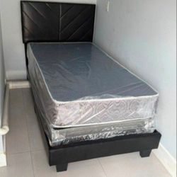 TWIN SIZE BED FRAME WITH MATTRESS NEW BEDROOM FURNITURE CAMA INDIVIDUAL CON COLCHONES 3PCS