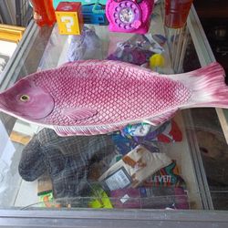 F I T I Z And Floyd Pink Koi Fish Serving Platter 1986