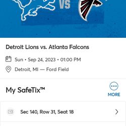 Lion Game Tickets For Falcon Game 9/24 1pm