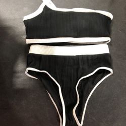 Size M] Women One Shoulder Swimsuit Tankini High Waisted Bikini Set 2 Pieces