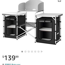 Folding Camping Kitchen With Storage Organizer