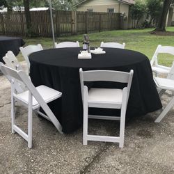 White Folding Chairs, tables and tents