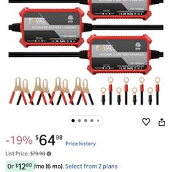 Foval 4-Pack 12V 1000mA Automatic Battery Charger Maintainer