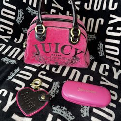 3pc Y2K Juicy Couture Velour Bag w/Keychain & Glasses Case $60 FIRM Cash Only