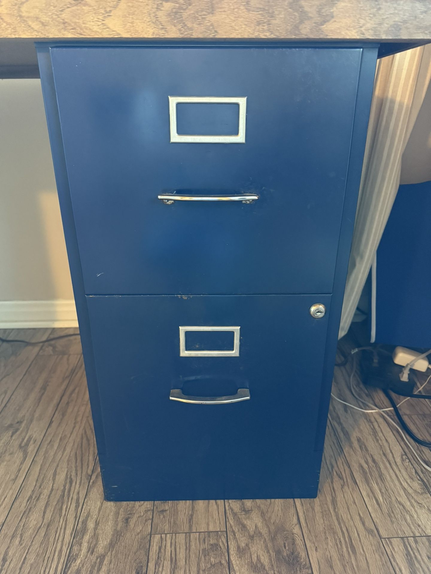 Wood Top Desk Custom Made + Pair of Heavy Duty File Cabinets 