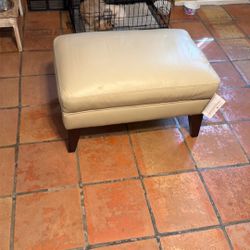 Light Brown Leather Ottoman 