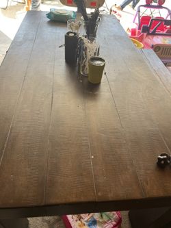 Table, Bench, 3 Chairs