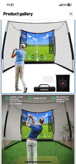 Golf Simulators for Home,11 * 8FT Golf Net with Simulator Impact Screen and Target Cloth, Portable Heavy Duty Golf Hitting Net for Outdoor Indoor with