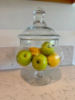 Glass decor with faux fruit