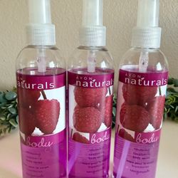 3 Avon Naturals Raspberry Body Sprays Unused 