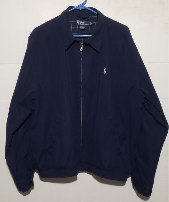 VINTAGE RALPH LAUREN BOMBER JACKET  BLUE FULL ZIP  MENS SIZE  XL