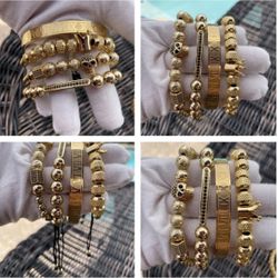 18k Gold Plated Bracelet Set Of 4 