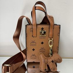 Mini MCM Purse With Dog Charm, New