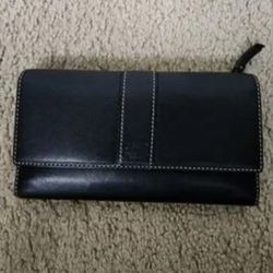 Coach Black Leather Trifold Wallet 