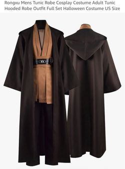 Rongxu XXL Mens Tunic Robe Cosplay Costume Adult Tunic Hooded Robe Outfit Full Set Halloween Costume US Size