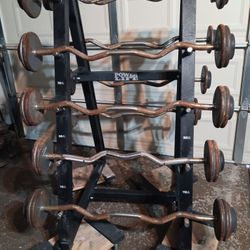 Fixed Weight Curl Bars With Rack