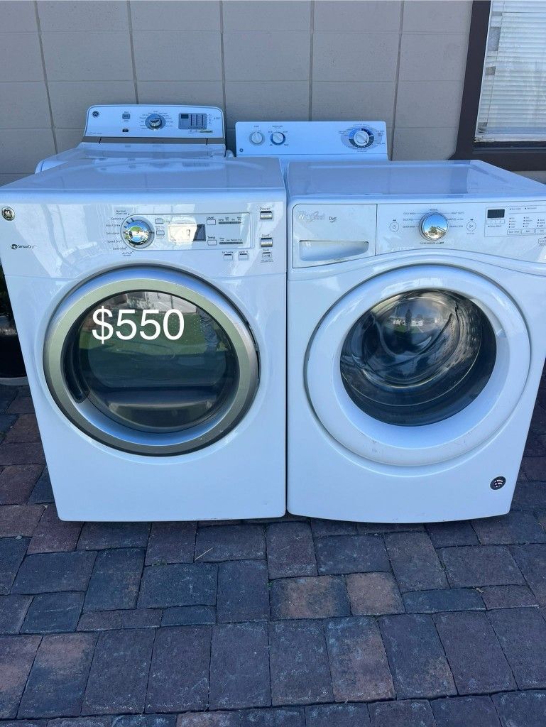 (Used normal wear) beautiful Whirpool Washer And GE Dryer(1 Year Warranty)