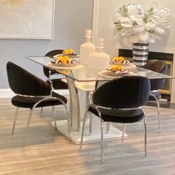 4- Black Velvet Chairs