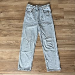 Levi’s Ribcage Straight Ankle Light Wash High Rise Jeans Button Fly W27