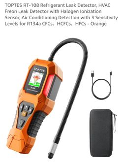 TOPTES RT-108 Refrigerant Leak Detector, HVAC Freon Leak Detector with Halogen lonization Sensor, Air Conditioning Detection with 3 Sensitivity Levels