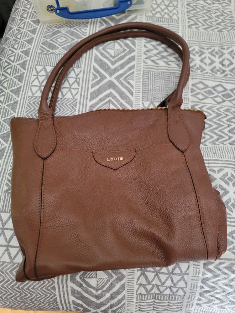 Lodis Siera Leather Carry all tote bag Chestnut Brown