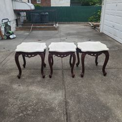 3 Antique Style Marbletop End Tables 