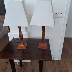 Pair of Wood Table Lamps
