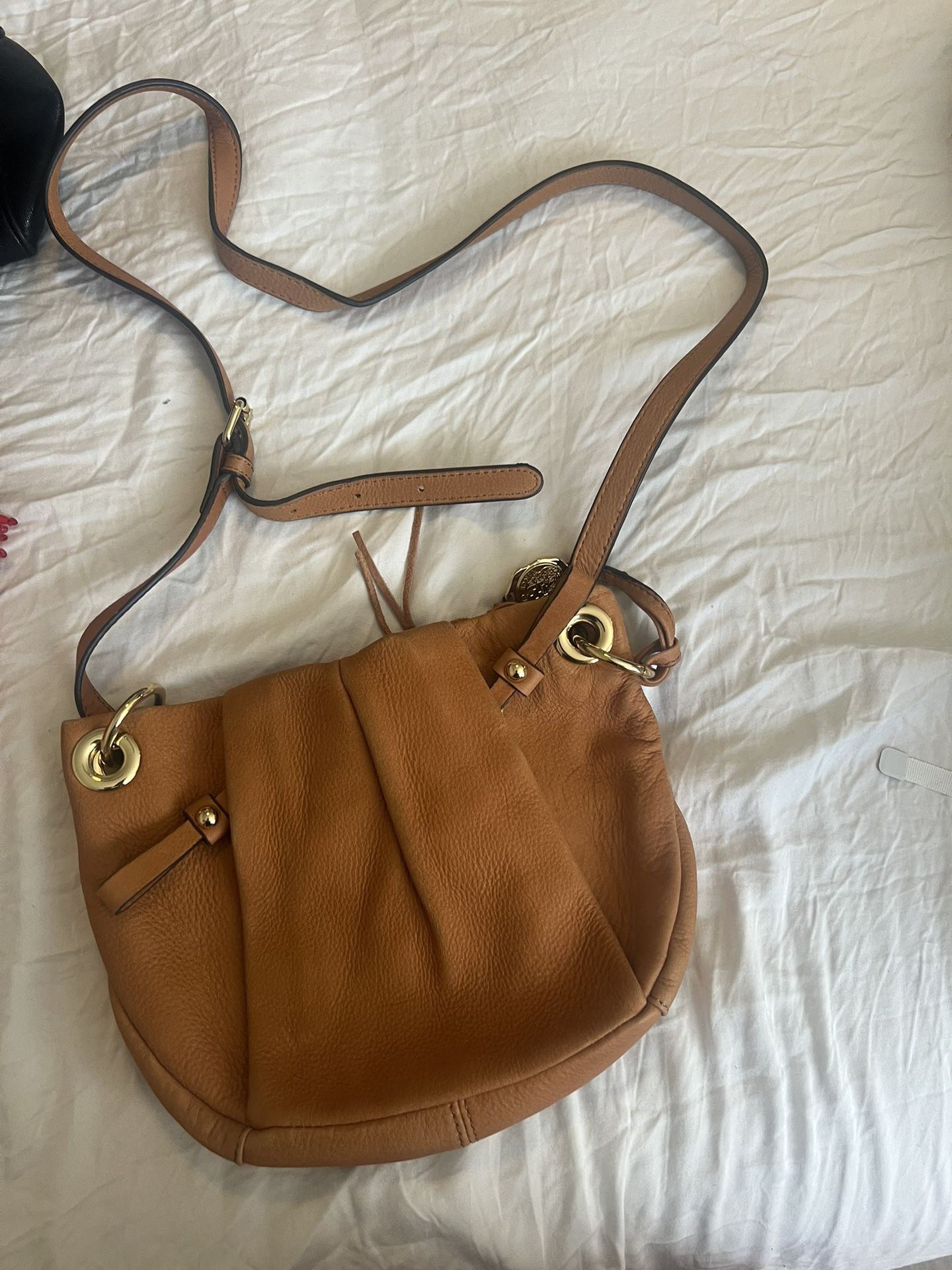 Michael kors cross body leather camel