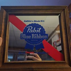 Framed Pabst Blue Ribbon Mirrored Sign 