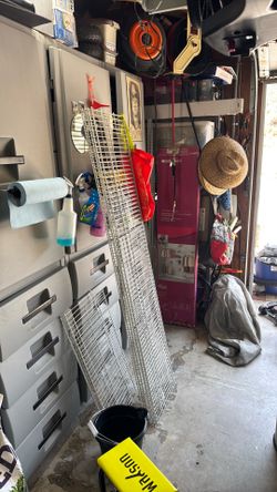 Assorted ClosetMaid Metal Shelves, 6ft height and 16 inches wide.