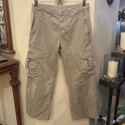 Vintage SIDEOUT Beige Cargo Baggy Y2K Skate Pants Size 30