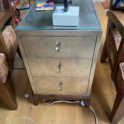 Modern Silver 3-Drawer End Table with Glass Top – Stylish & Sturdy