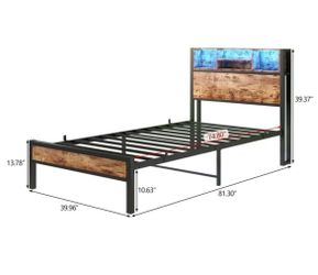 YOOBURE Luxury Twin Size Bed Frame Lights and Charging Ports