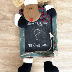 Vintage Countdown to Christmas Reindeer Chalkboard Hanger