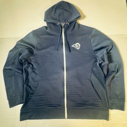 Pre Owned Fair Last 2 Photos  LA Los Angeles Rams  Track Jacket  Warm Up Hoodie  Full Zip  Printed  Navy Blue  Men  Size XL