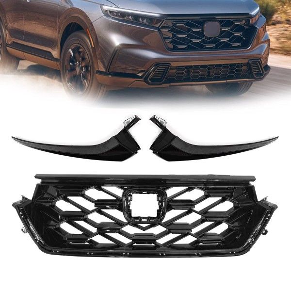 Front Upper Grille & Headlight Trim Molding For 2023-2024 Honda CRV Sport Hybrid