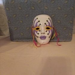 Vintage Harlequin Porcelain Mask 
