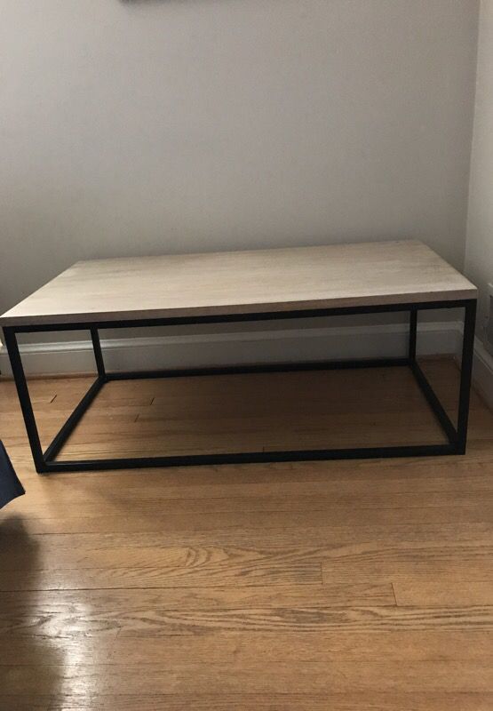 wood/metal box frame metal coffee table