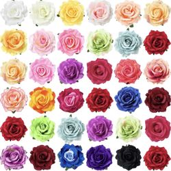 30 Packs 4 Inch Flower Hair Clip Rose Hair Accessories Floral Hairpin Brooch Hair Flowers