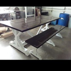 Farmhouse table and bench