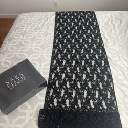 Designer Adrienne landau gorgeous table runner black beaded rhinestones New with tags Approx 88” L x 24” W MSRP $395