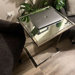 Glass Mirror Side Table